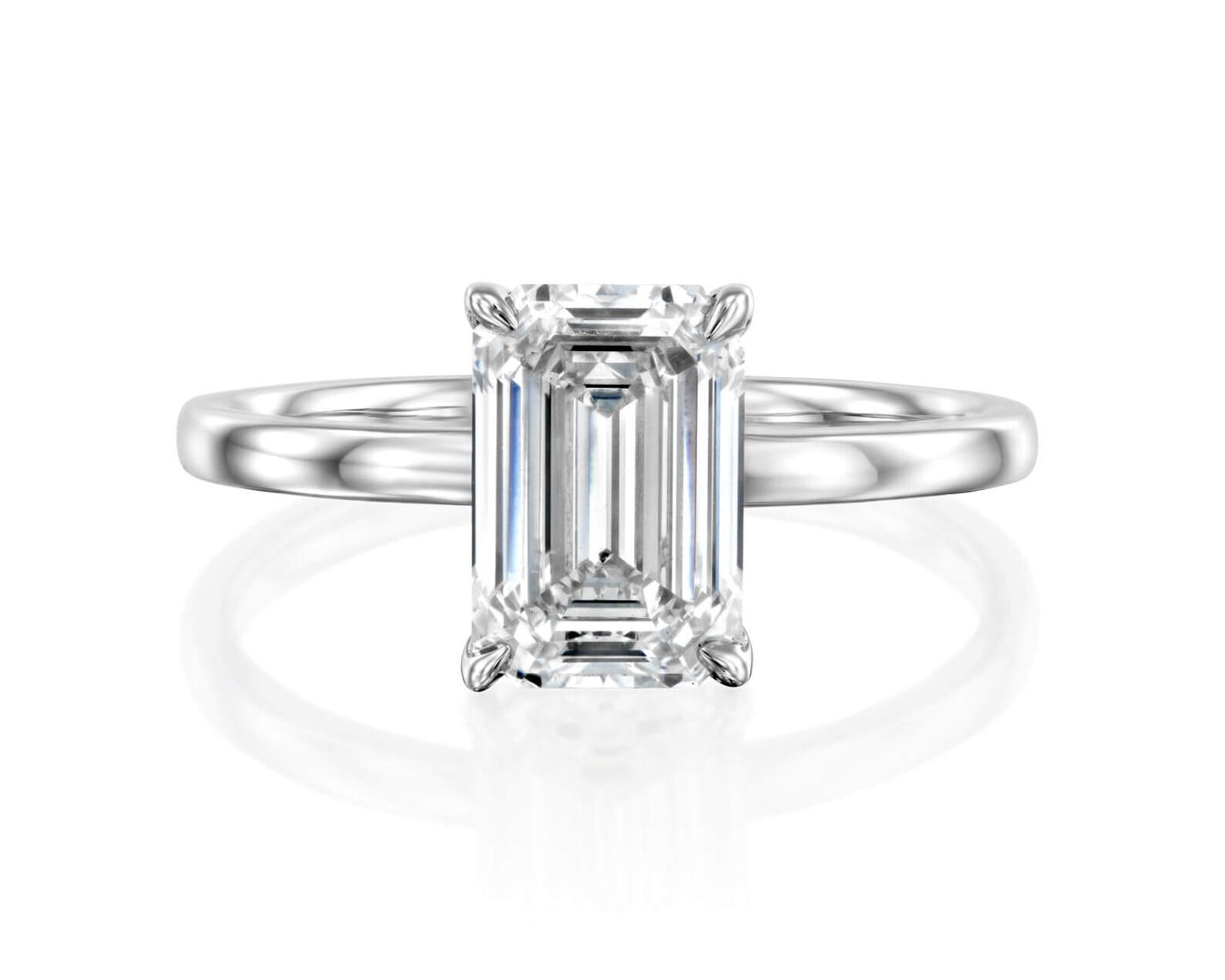 Lab-Grown Diamond Solitaire Ring with Elongated Emerald Cut