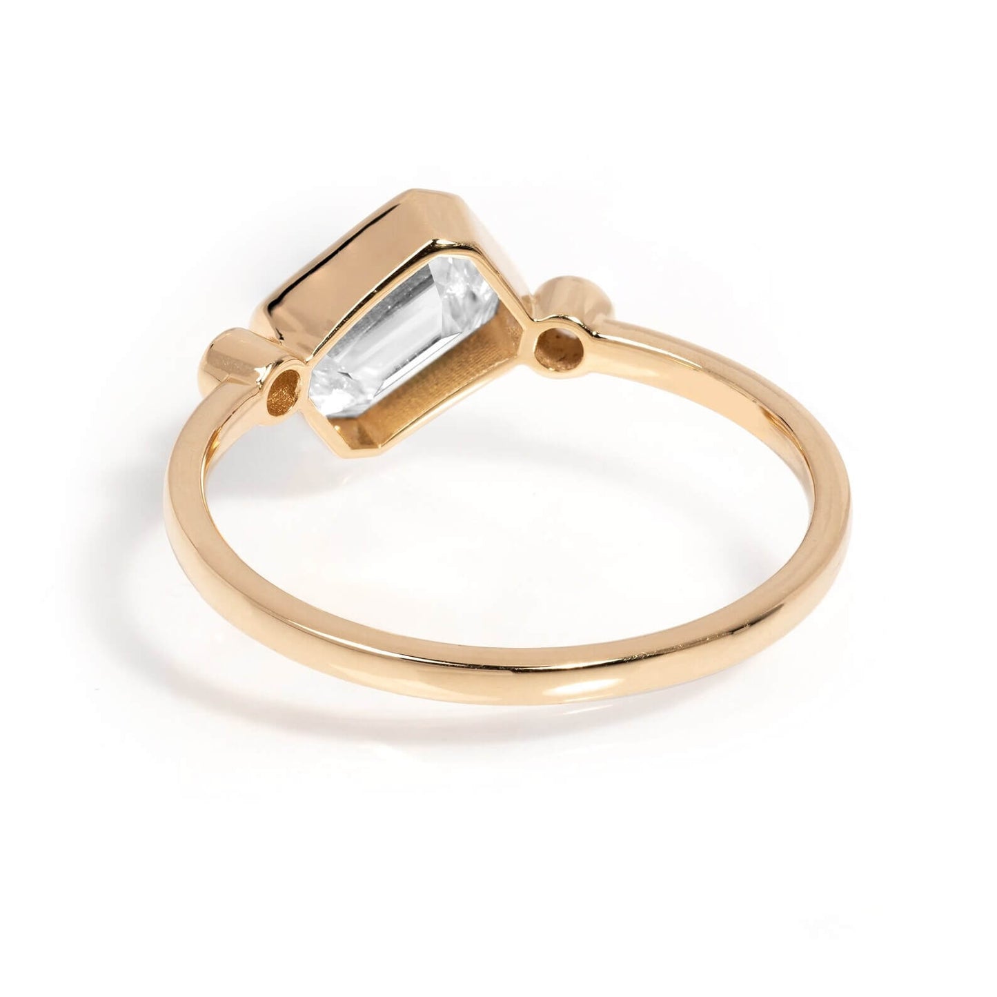 Man-Made Diamond Gold Ring with Emerald-Cut Solitaire