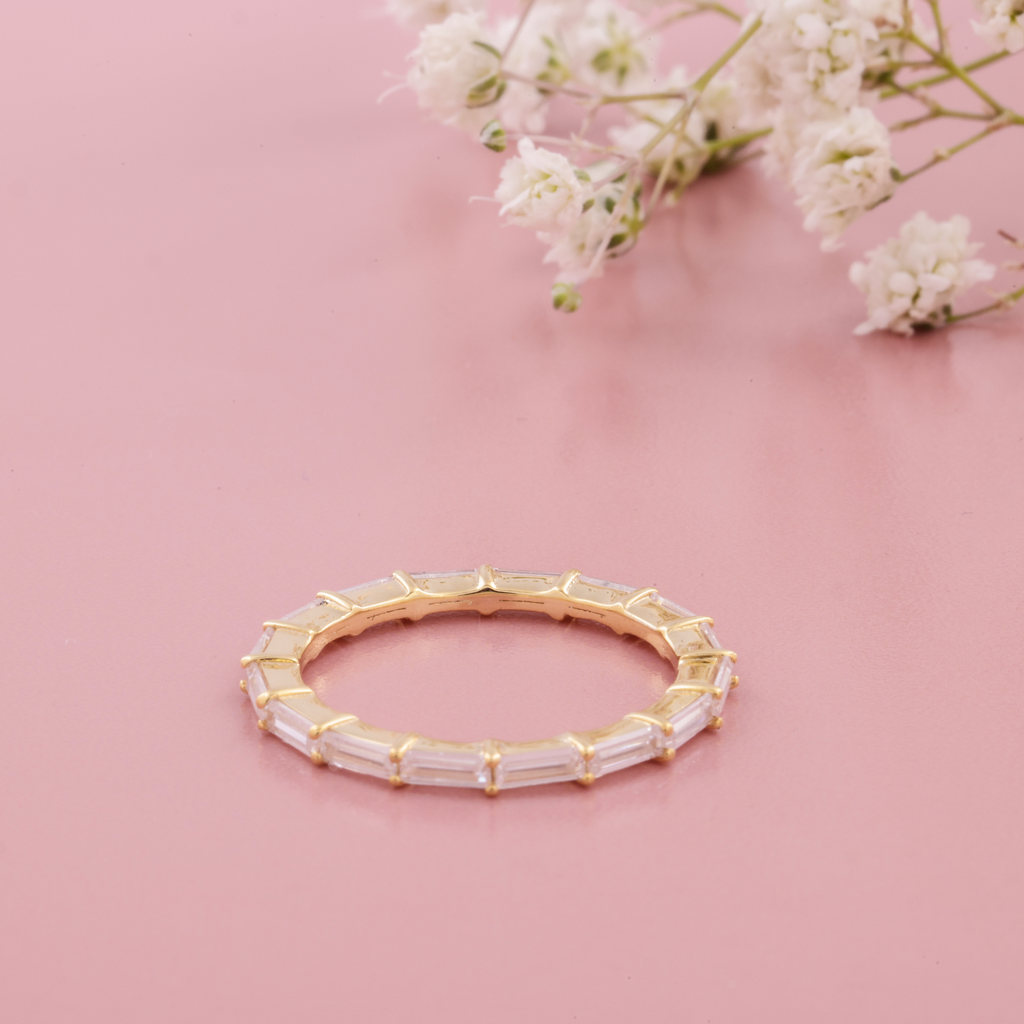 Dainty Baguette Cut Diamond Band / Stacked Full Eternity Band / Woman's Daily Wear Band / Delicate Thumb Band / Girl's Tiny Minimalist Band