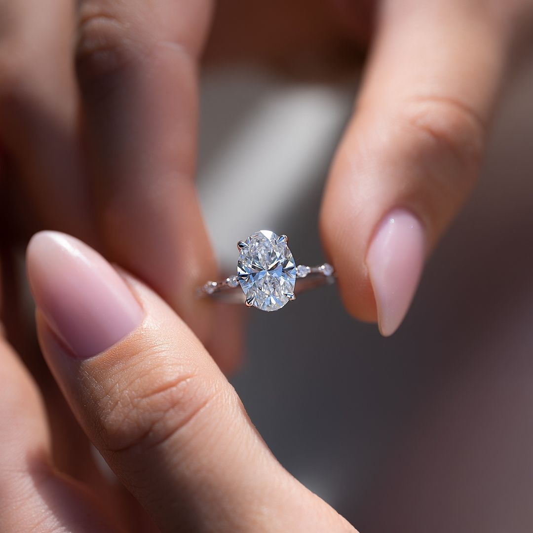 Oval Lab Grown Diamond Ring, Solitaire Engagement Ring