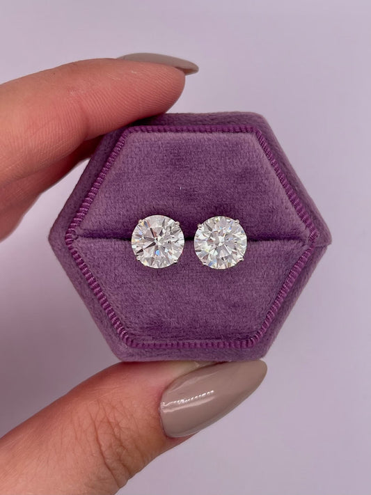 Ideal Round Cut Lab Diamond Stud Earrings with IGI Certification