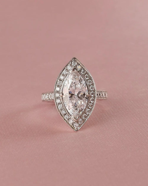 2 CT Marquise Cut Lab Grown Diamond Halo Engagement Ring Wedding Ring, Anniversary Gift Ring, Art Deco Ring For Her Promise Ring.