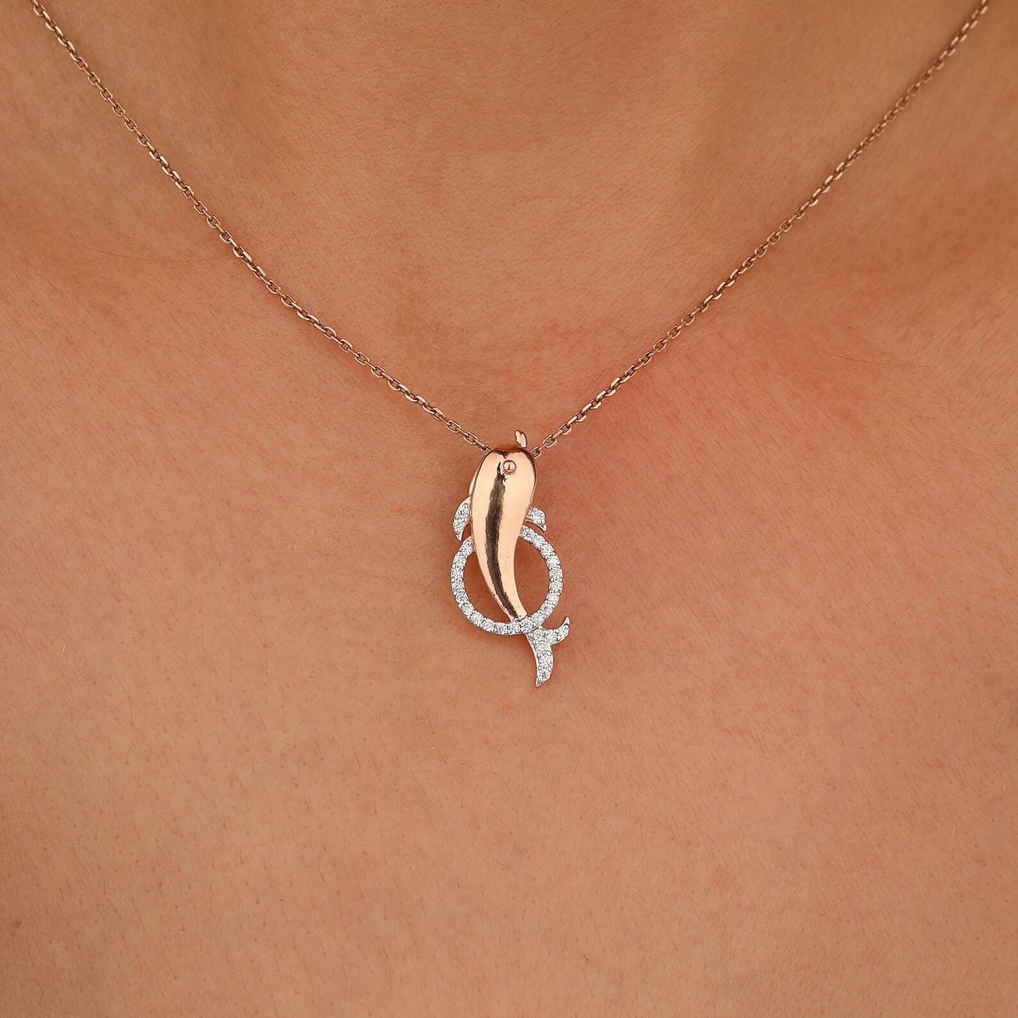 Lab Grown Diamond Dolphin Necklace for Beach-Lovers