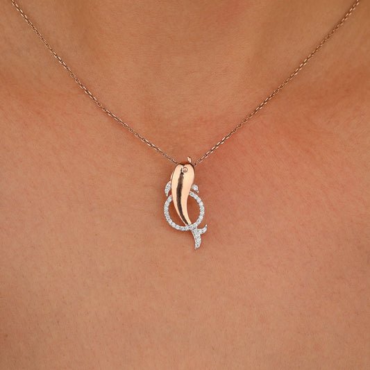 Lab Grown Diamond Dolphin Necklace for Beach-Lovers