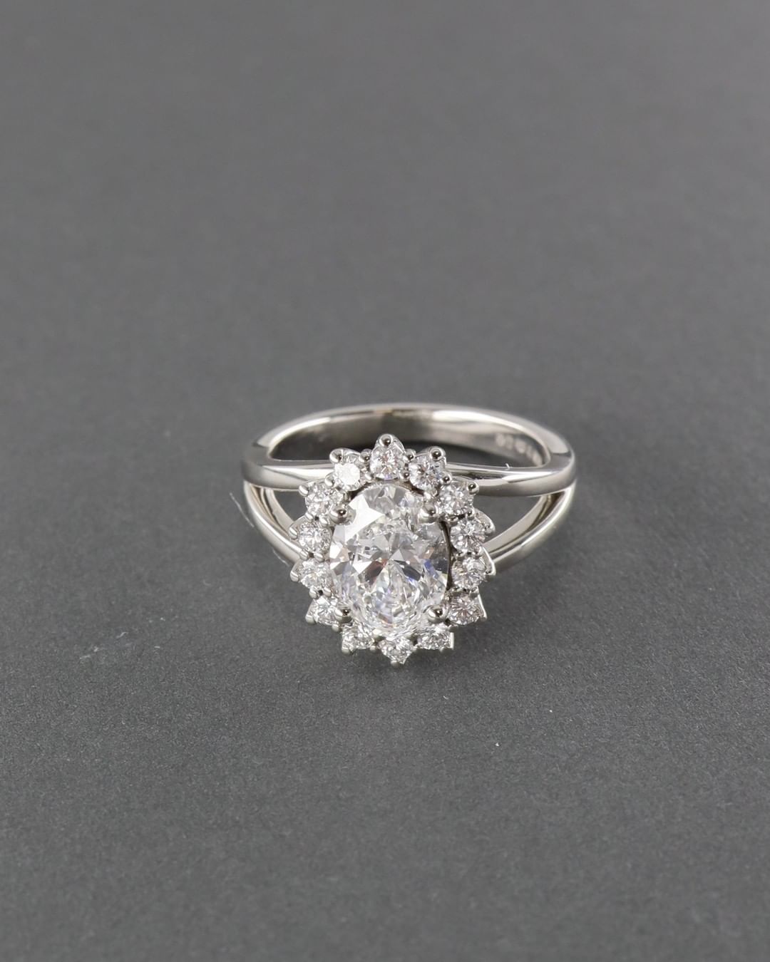 2 CT Oval Cut Lab Grown Wedding Ring/ 14K White Gold Three Stone Engagement Ring/ Oval Anniversary Ring For Wife/ Promise Gift Ring For Her