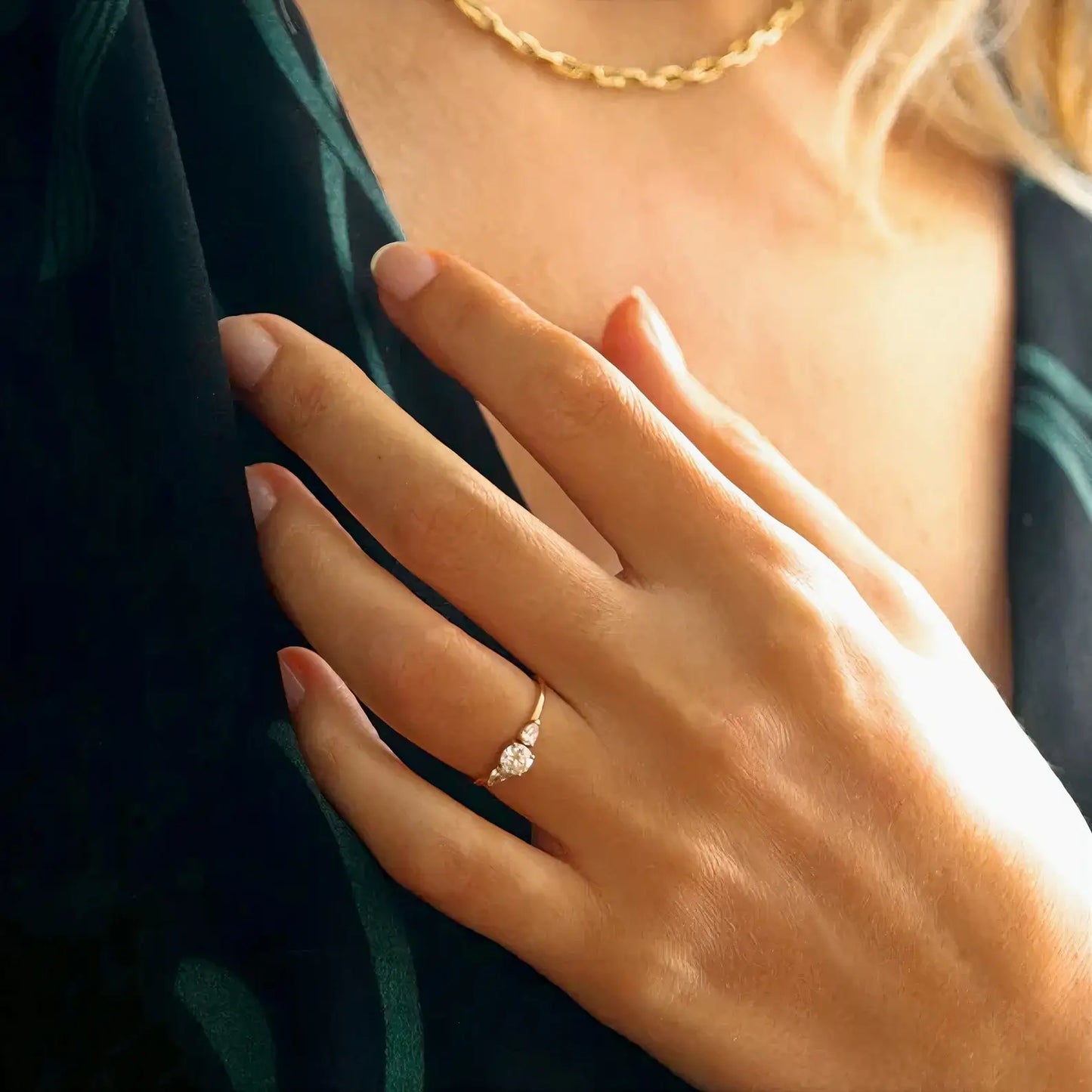 Lab-Created Diamond Three-Stone Anniversary Ring