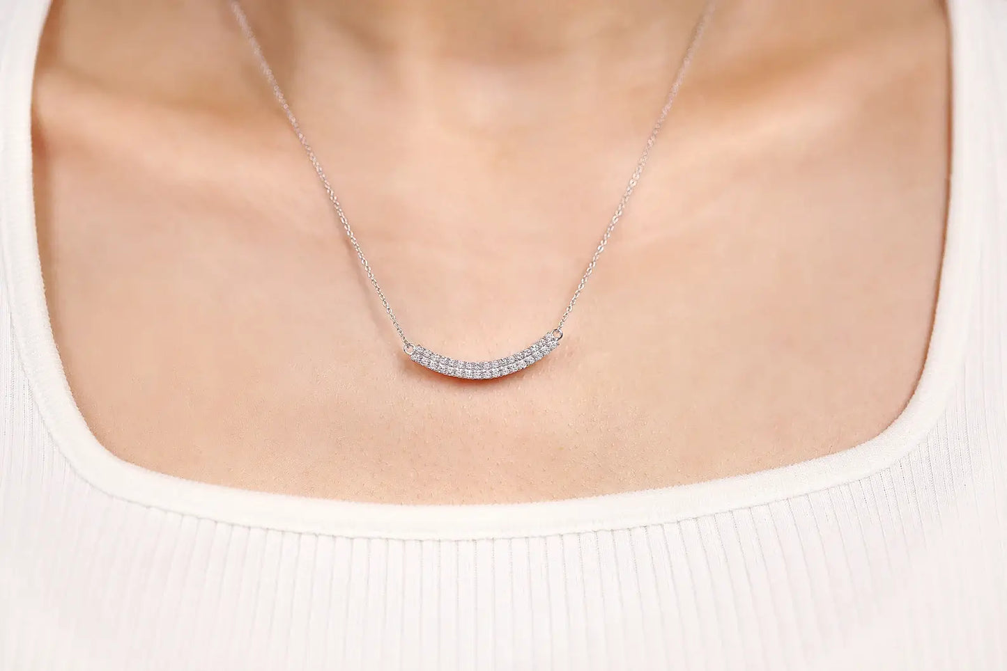 Curved Bar Necklace with Ethically Sourced Diamonds