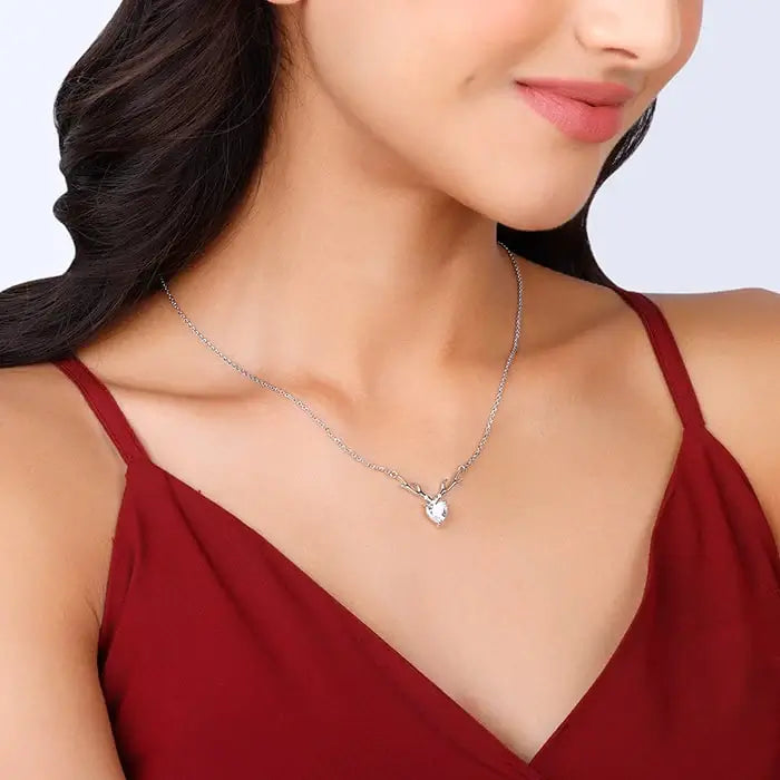 Deer Heart Necklace with Lab Grown Diamond Accent