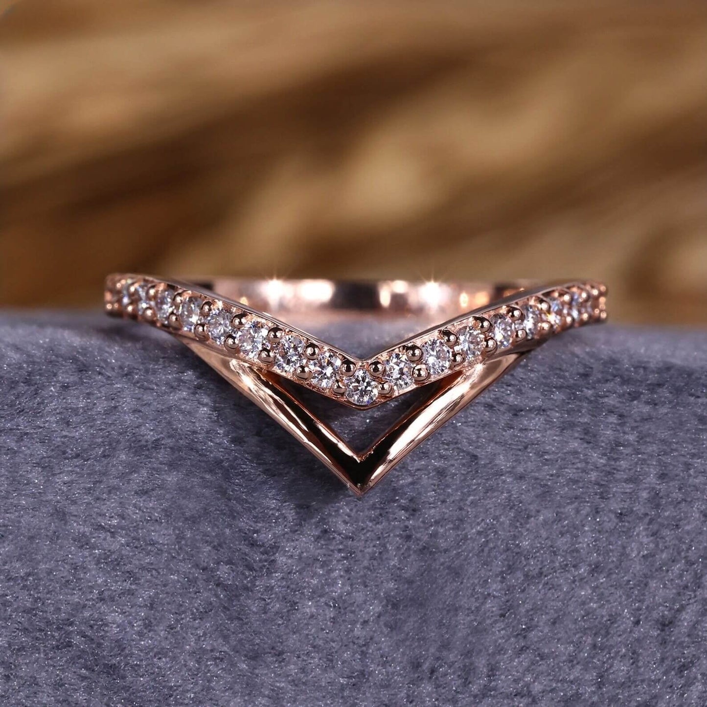 V-Shaped Half Eternity Anniversary Band