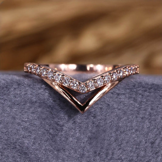 V-Shaped Half Eternity Anniversary Band