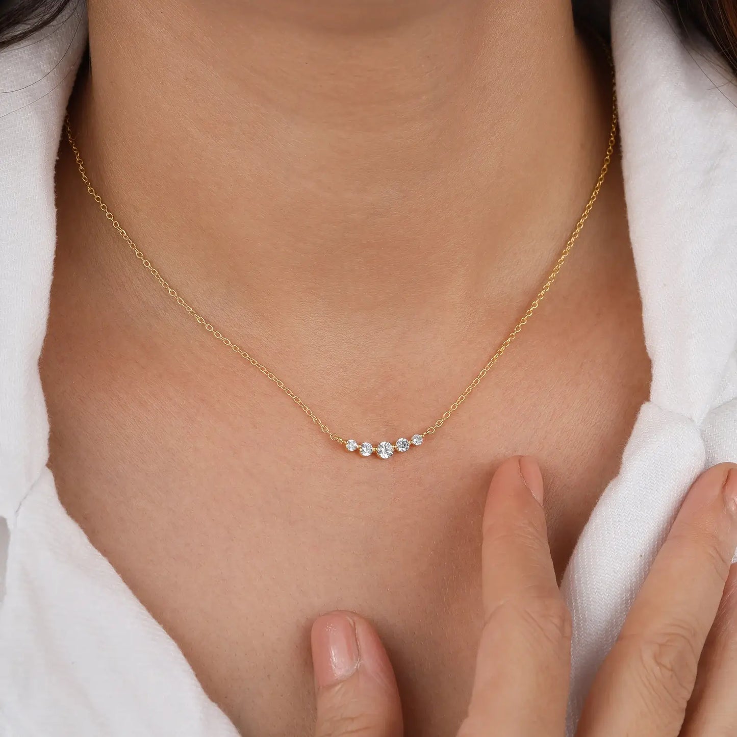 Delicate Single Prong Lab Grown Diamond Necklace