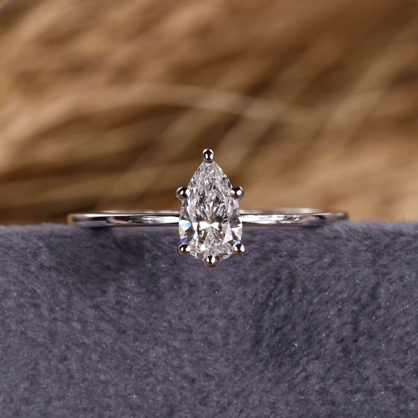 Pear Diamond Solitaire and Anniversary Ring for Her