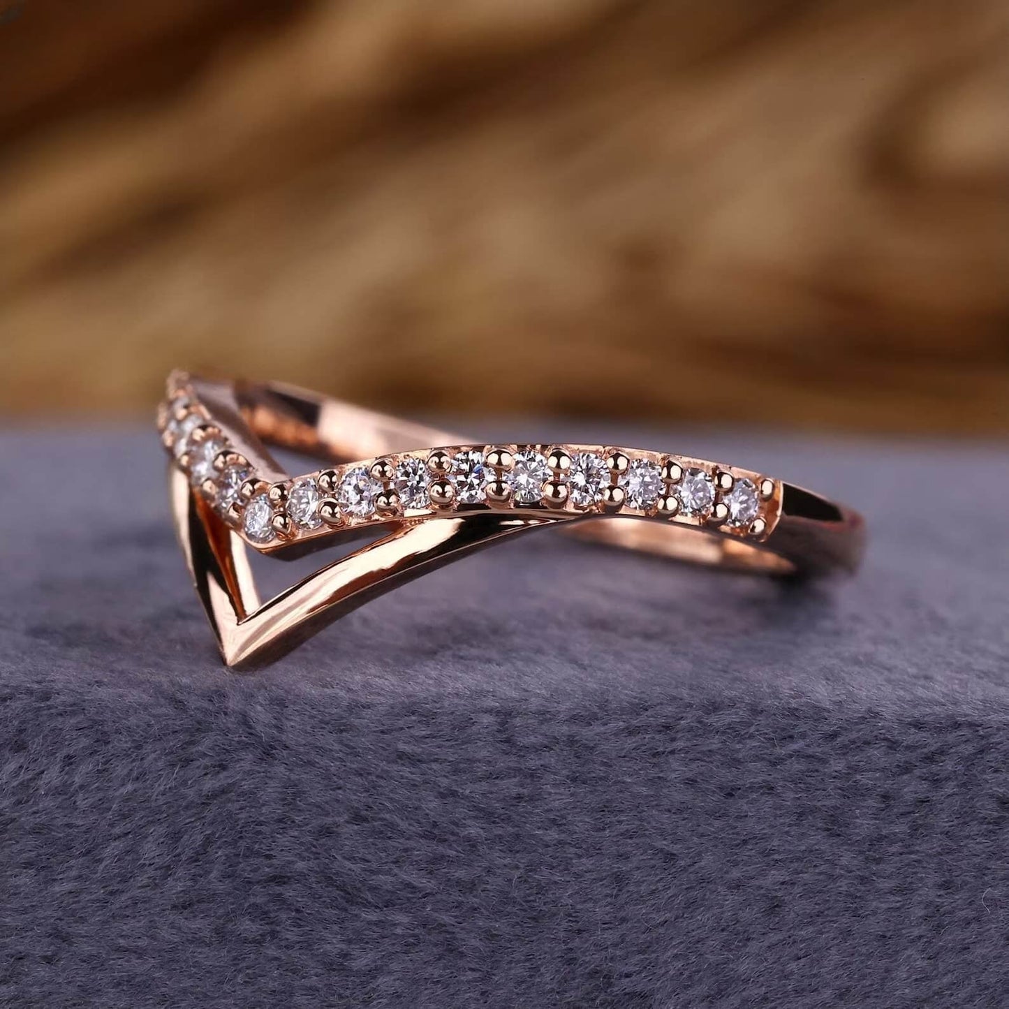 V-Shaped Half Eternity Anniversary Band