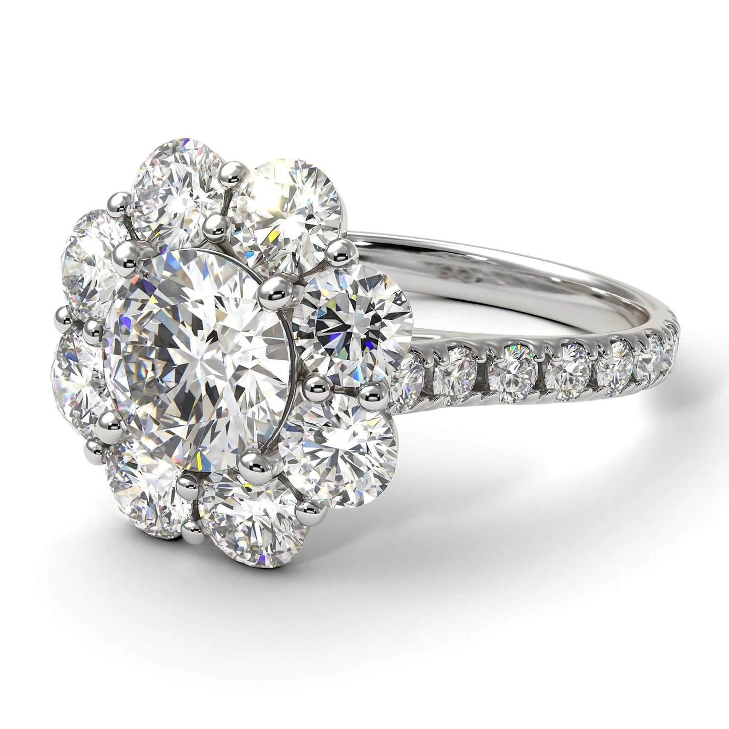 Lab-Created Diamond Halo Engagement Ring