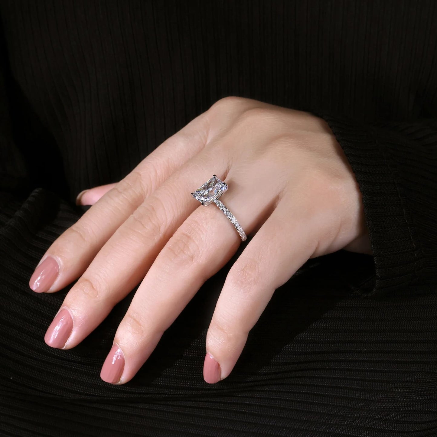 Pave Set Lab Grown Diamond Engagement Ring