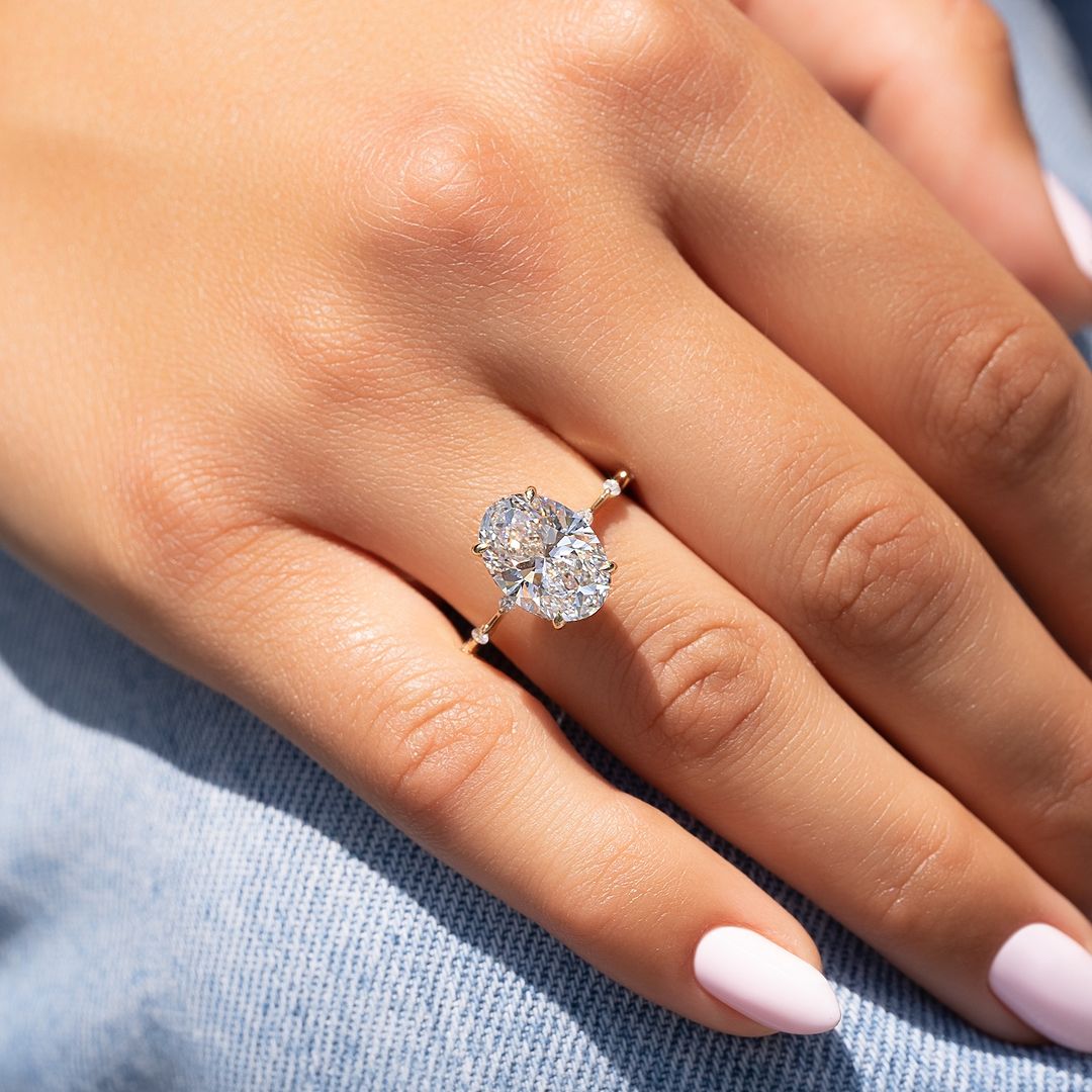 Oval Lab Grown Diamond Ring, Solitaire Engagement Ring