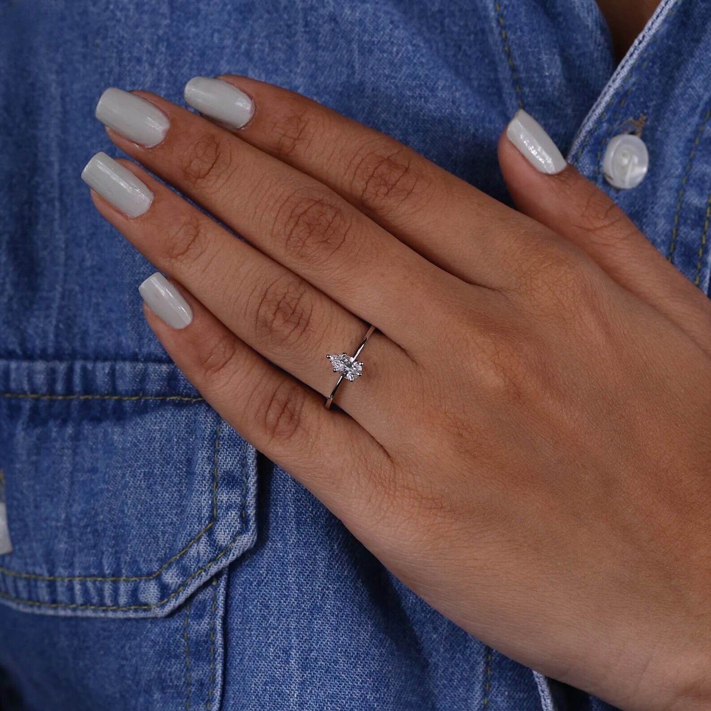 Pear Diamond Solitaire and Anniversary Ring for Her