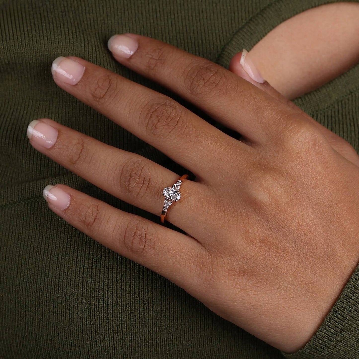 Lab Grown Diamond Ring with Oval Cut