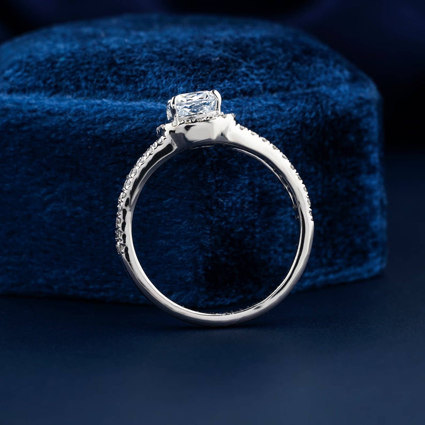 Cushion Cut Lab-Created Diamond Halo Engagement Ring