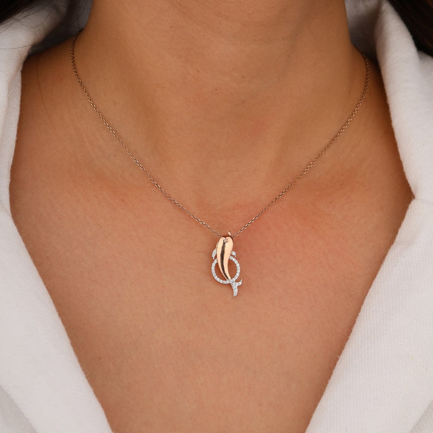 Lab Grown Diamond Dolphin Necklace for Beach-Lovers