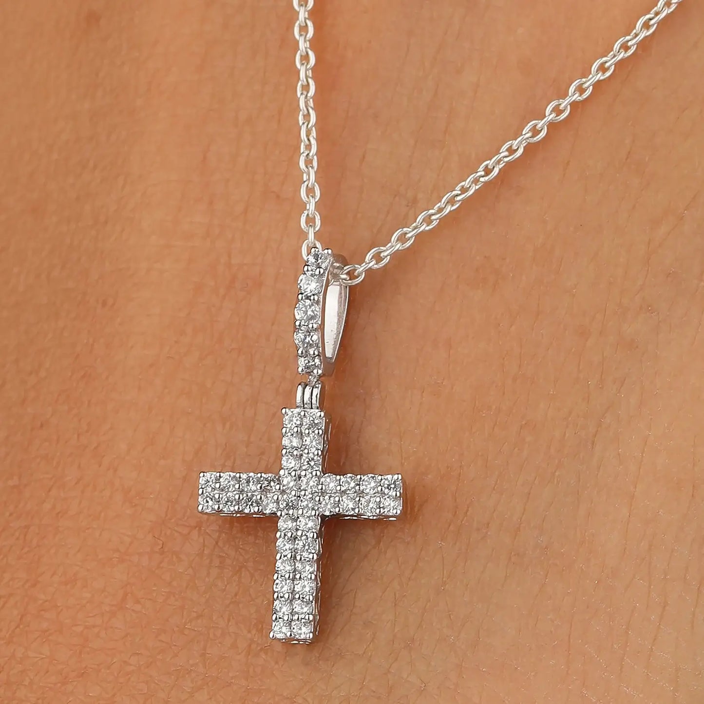 Small Lab Diamond Cross Pendant for Religious Occasions