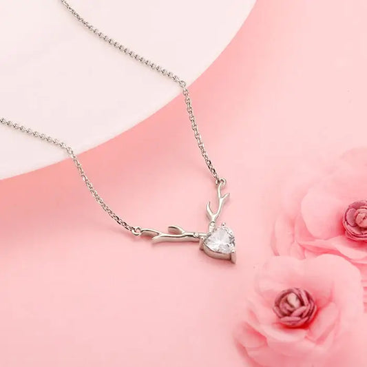 Deer Heart Necklace with Lab Grown Diamond Accent