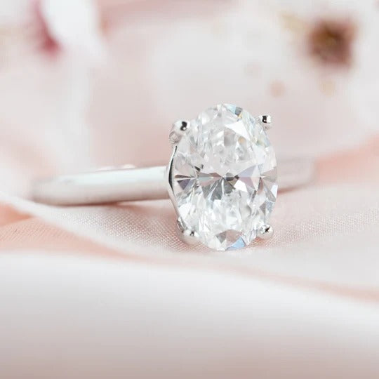 2.02 CT Oval Cut Lab Grown CVD Diamond Engagement Ring in 18K White Gold. A vintage-inspired beauty, the best promise or wedding gift.