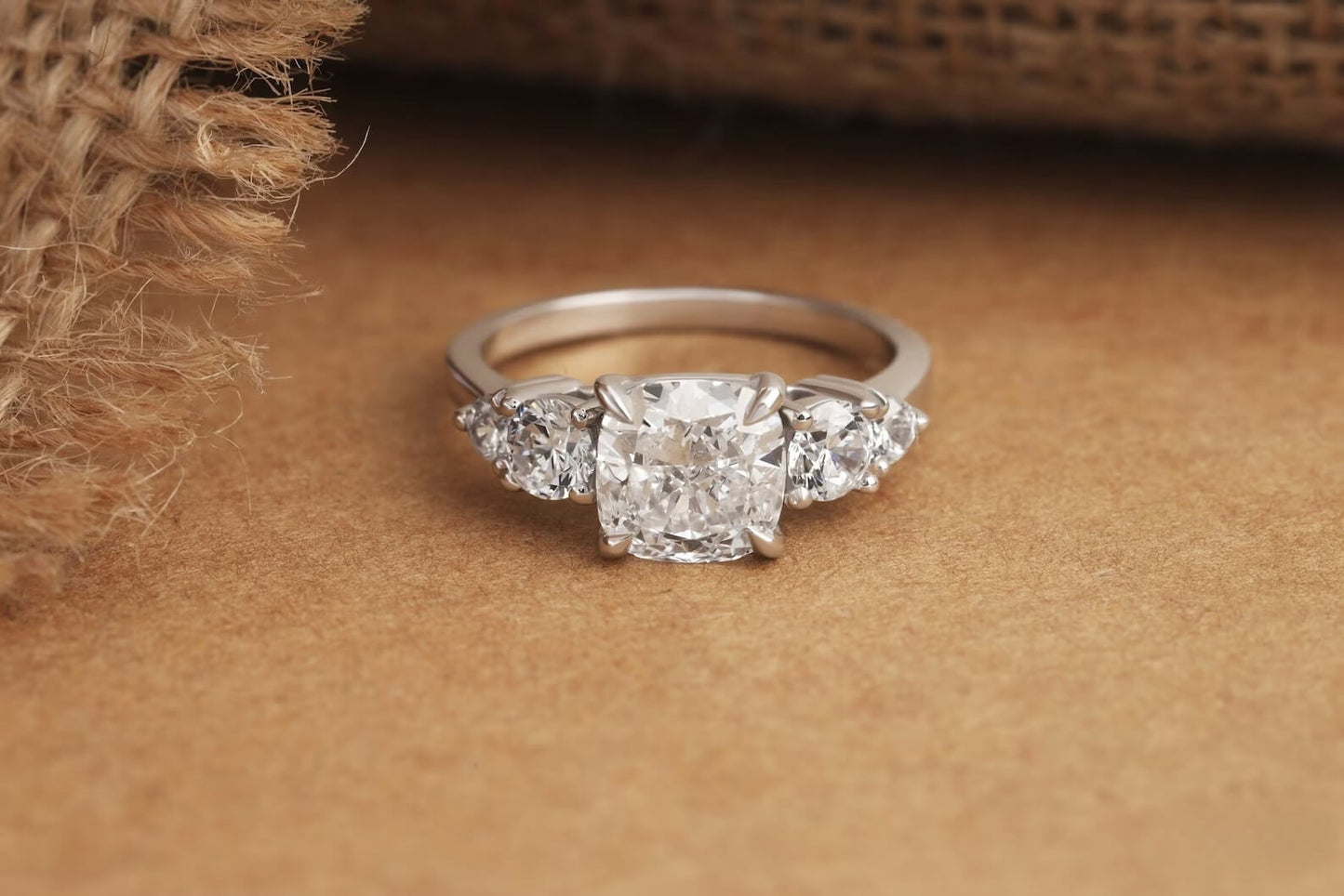 Elongated Cushion Cut Diamond Ring, Lab Grown Diamond Engagement Ring