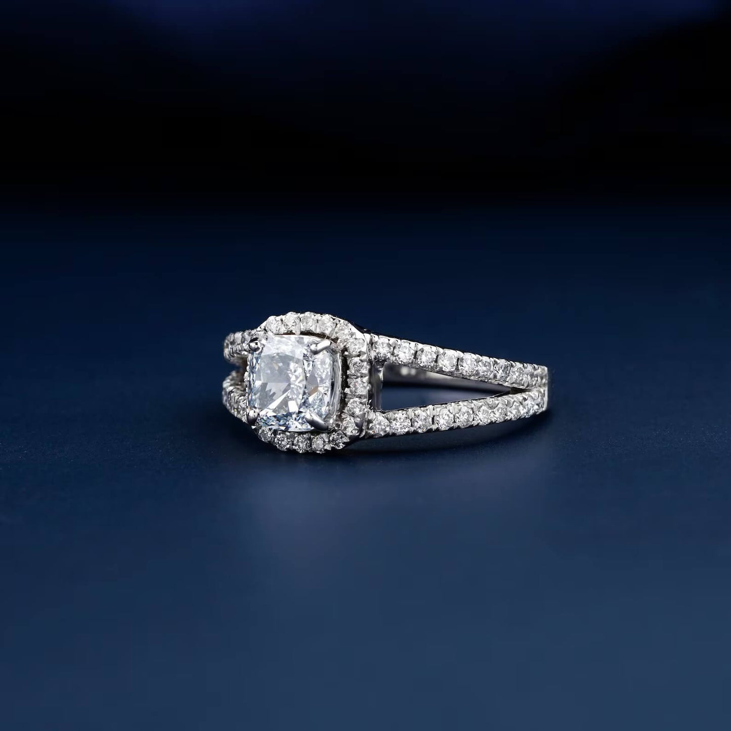 Cushion Cut Lab-Created Diamond Halo Engagement Ring
