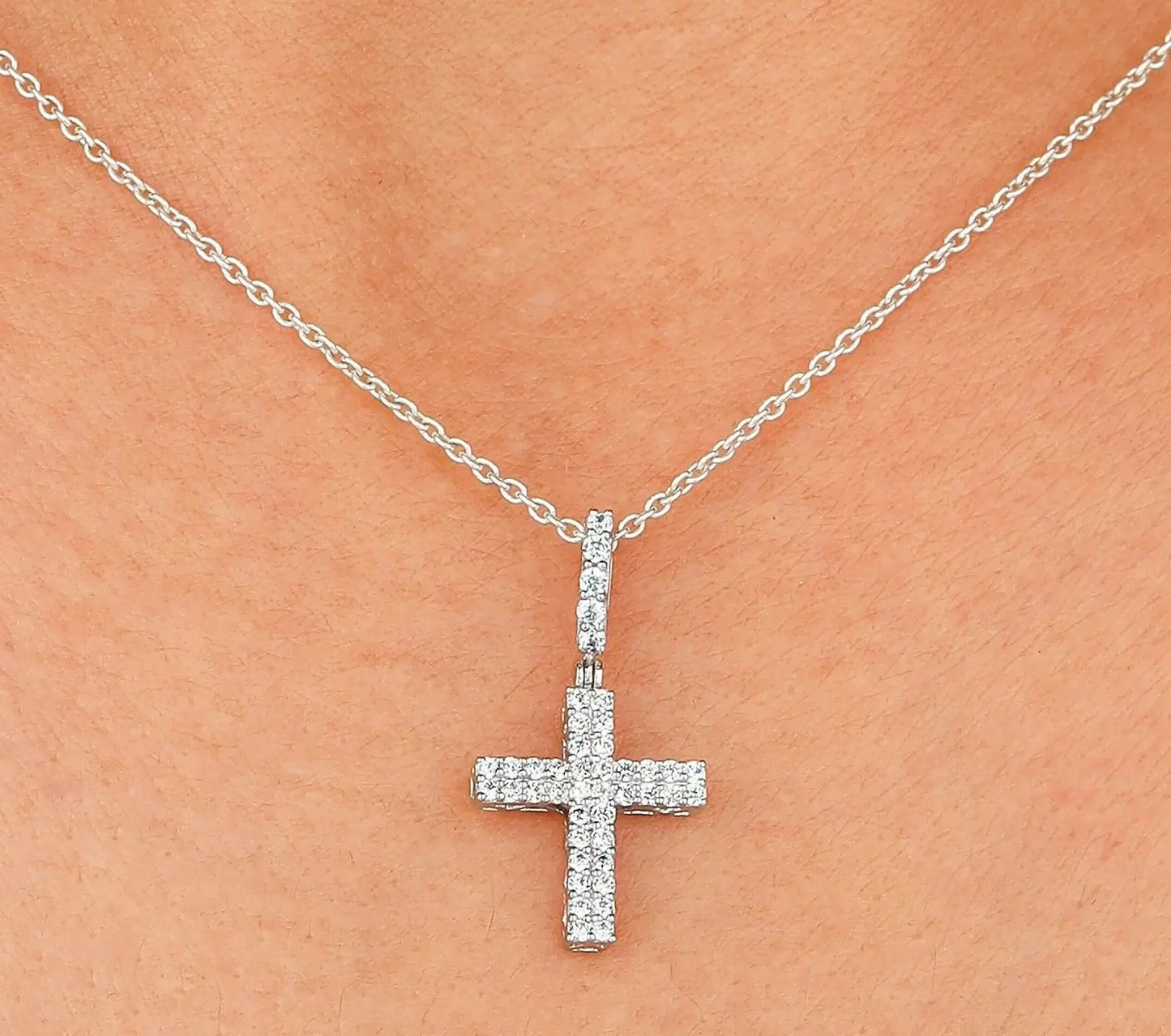 Small Lab Diamond Cross Pendant for Religious Occasions