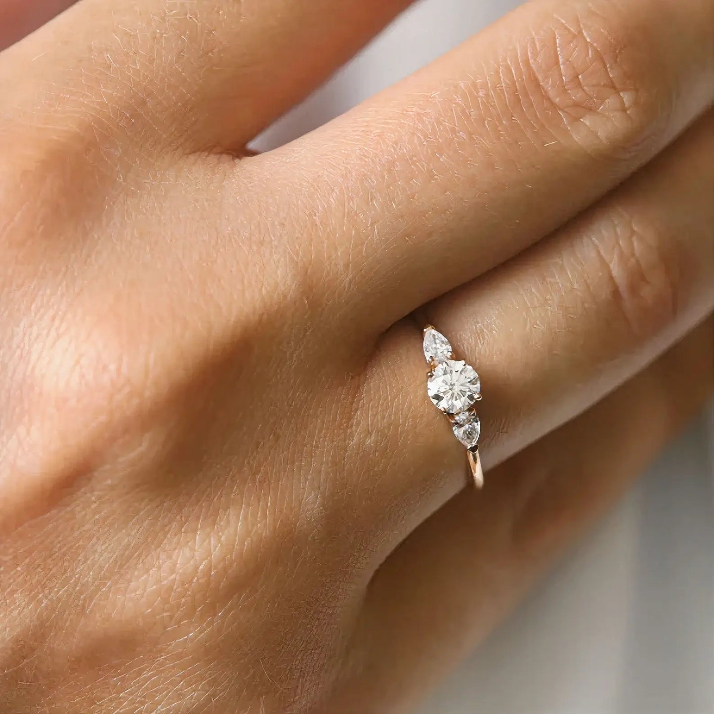 Lab-Created Diamond Three-Stone Anniversary Ring
