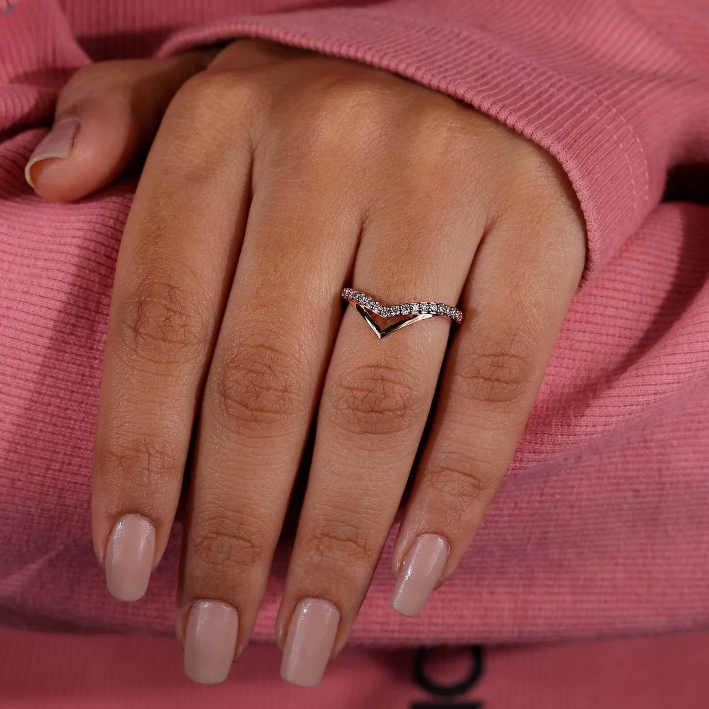 V-Shaped Half Eternity Anniversary Band