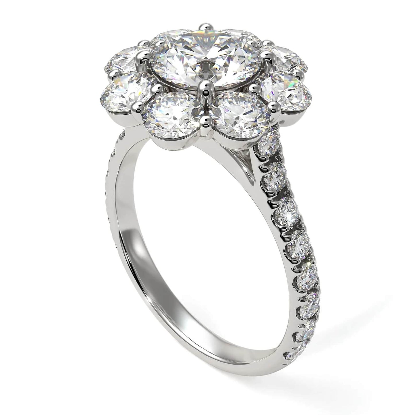 Lab-Created Diamond Halo Engagement Ring