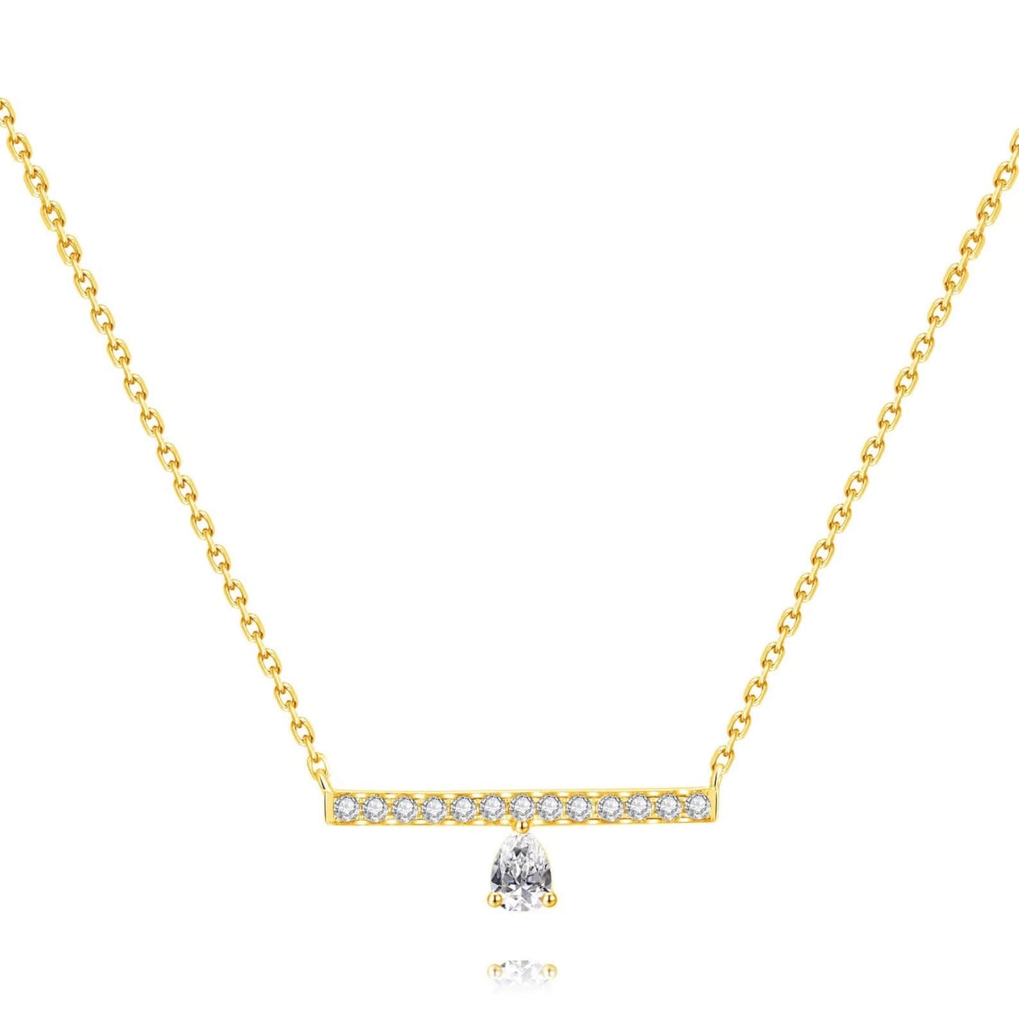 Lab Grown Diamond Bar Necklace with Pearl Accent