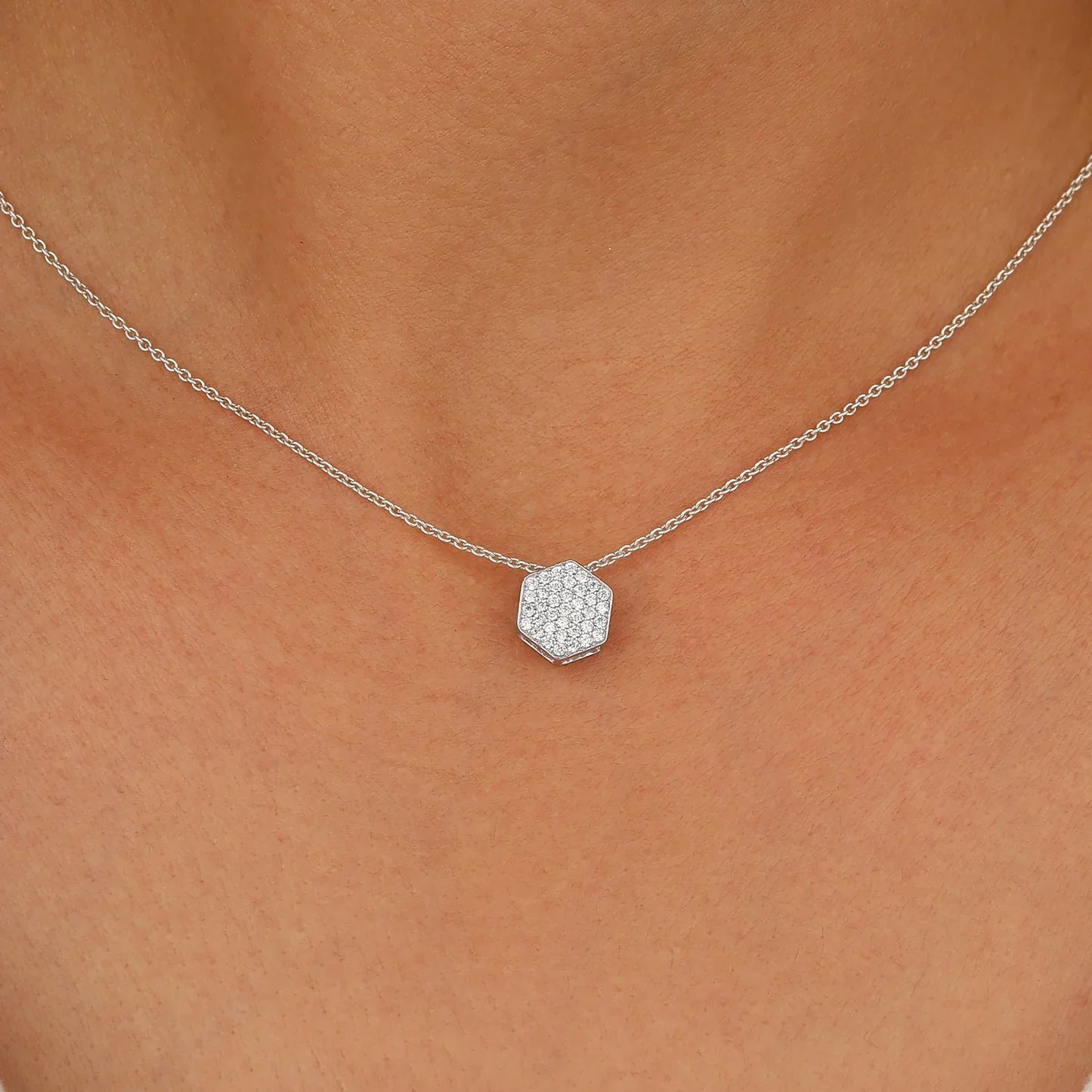 Hexagonal Lab Grown Diamond Pendant for a Stylish Look