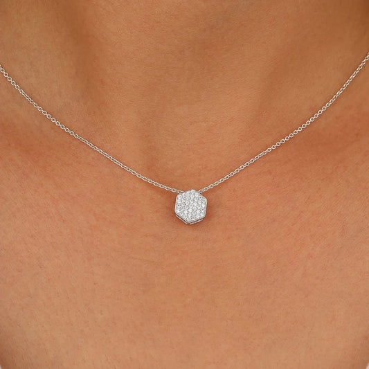 Hexagonal Lab Grown Diamond Pendant for a Stylish Look