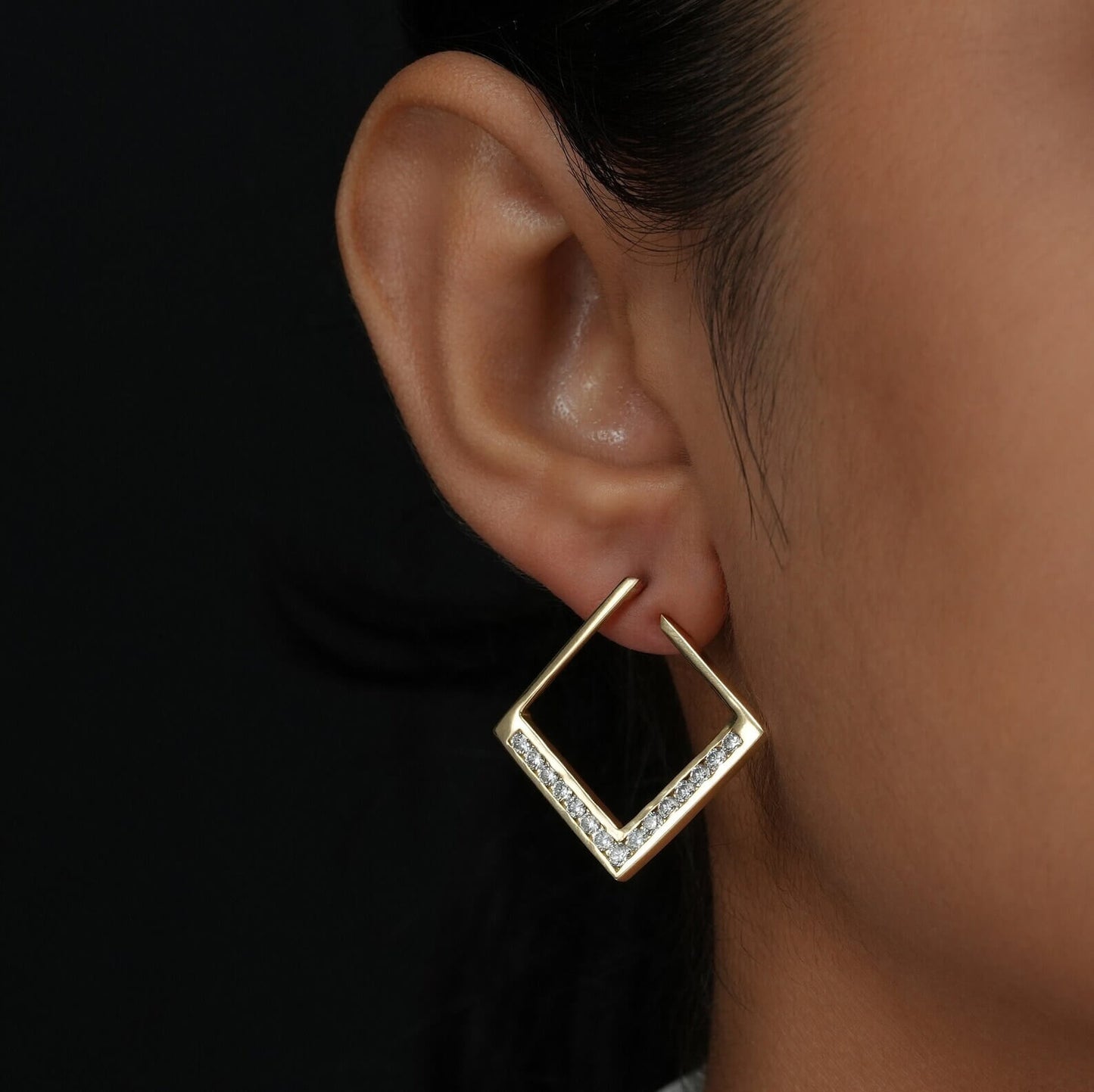 Round-Cut Lab-Grown Diamond Earrings in Large Squares and Channel Settings