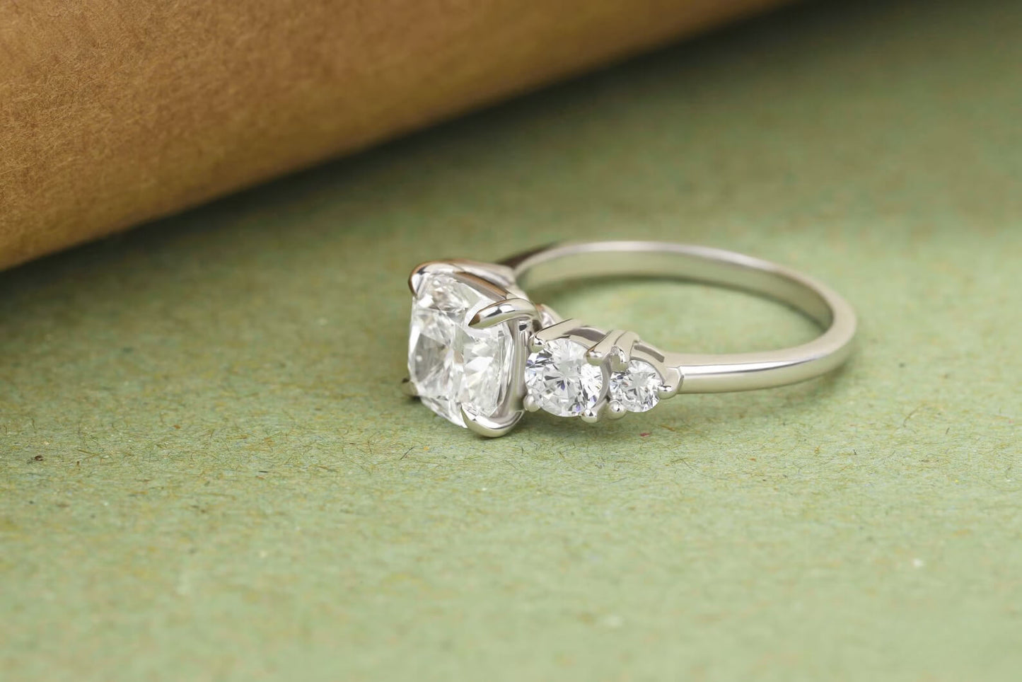 Elongated Cushion Cut Diamond Ring, Lab Grown Diamond Engagement Ring