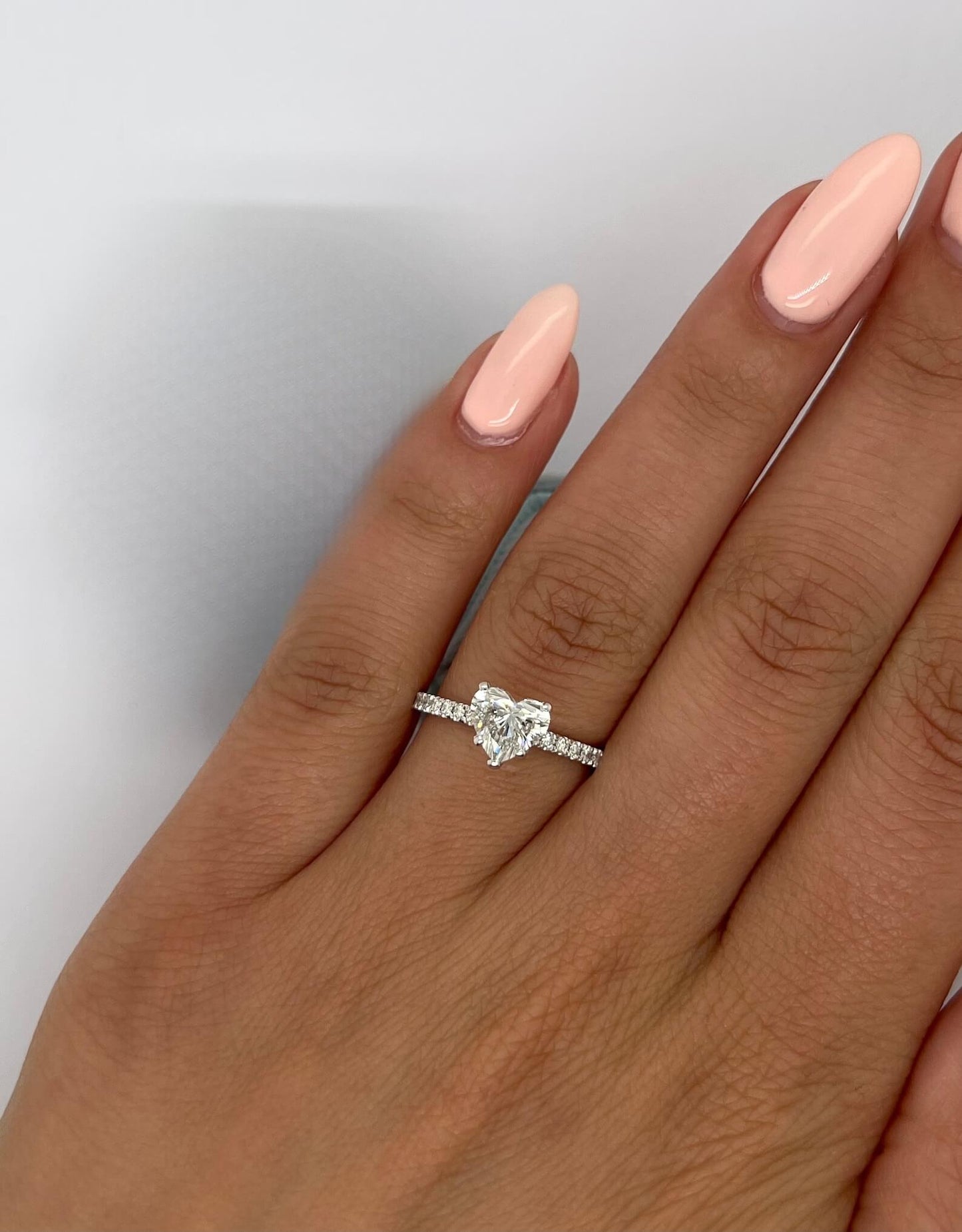 Heartfelt Beauty Hidden Halo Engagement Ring with Heart Shape Lab Grown Diamond