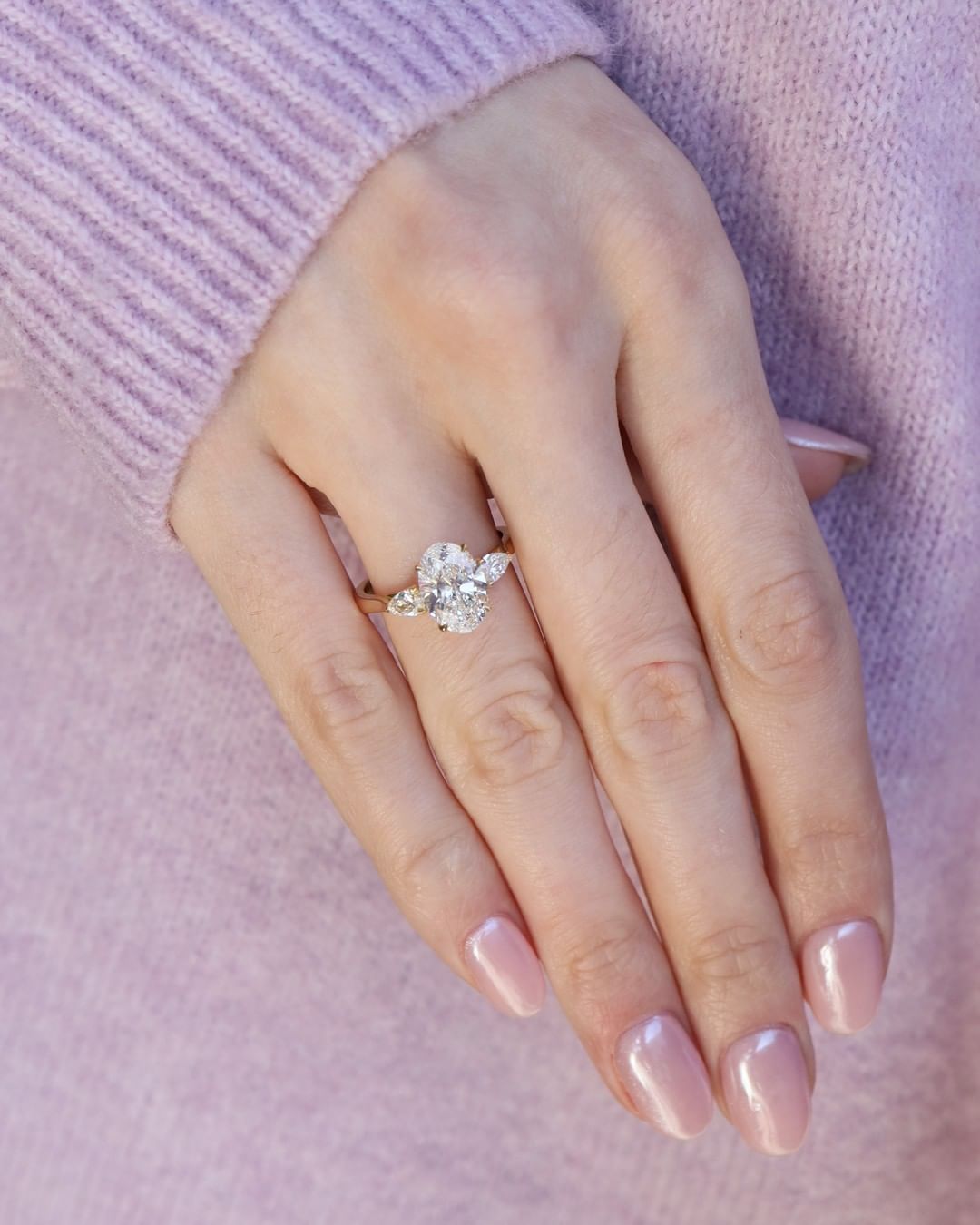 3 CT Oval Cut Lab Grown Diamond Engagement Ring. A vintage Art Deco design with three stone, a dainty promise and anniversary gift for her.