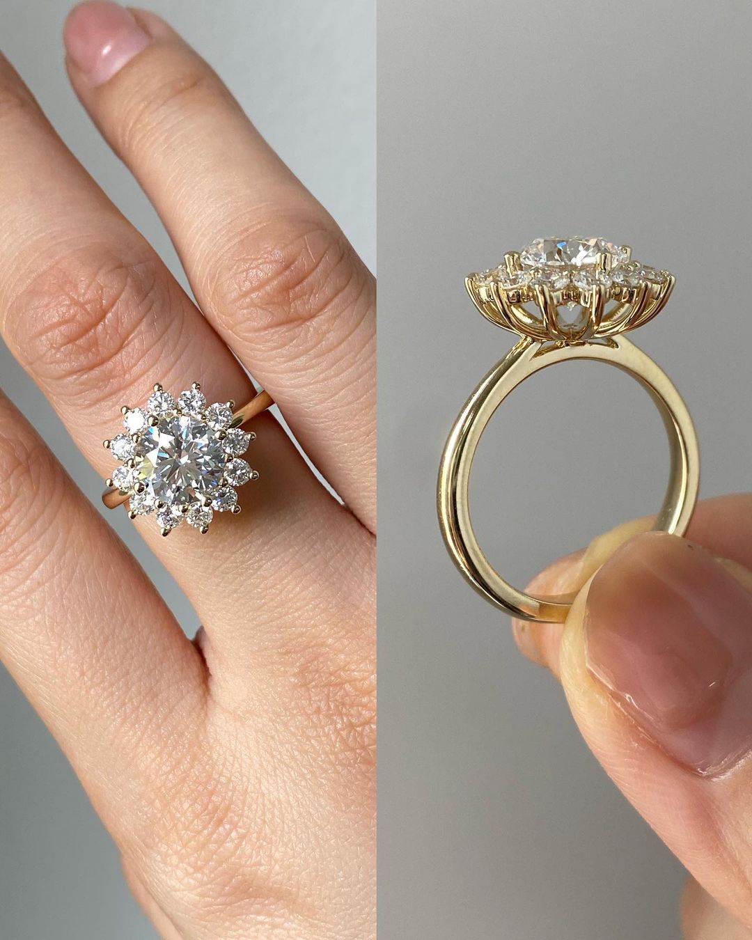 2 CT Round Cut Lab Grown Diamond Engagement Ring Vintage Wedding Ring Halo Ring 14K Rose Gold Ring Classic Anniversary Ring Gift For Her