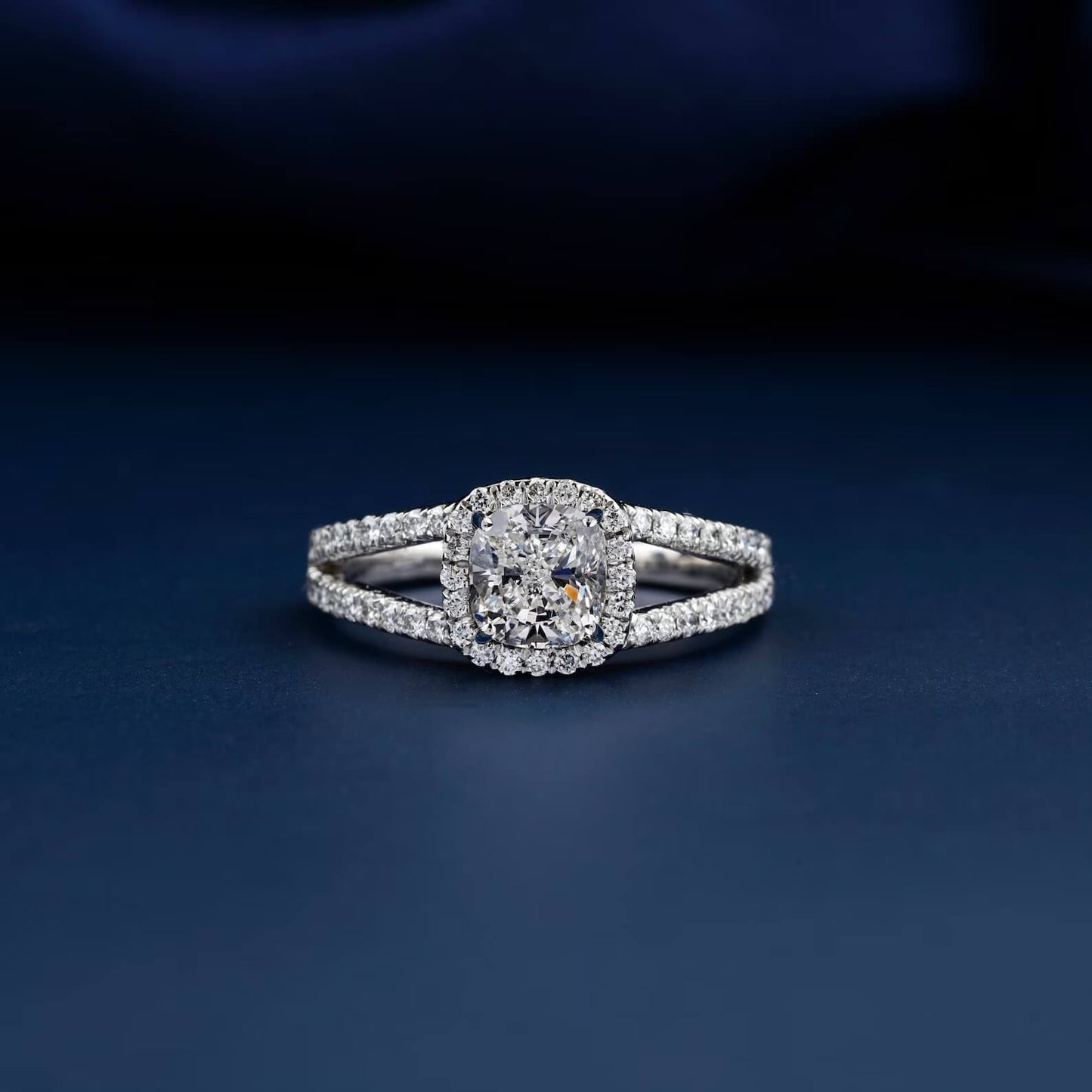 Cushion Cut Lab-Created Diamond Halo Engagement Ring