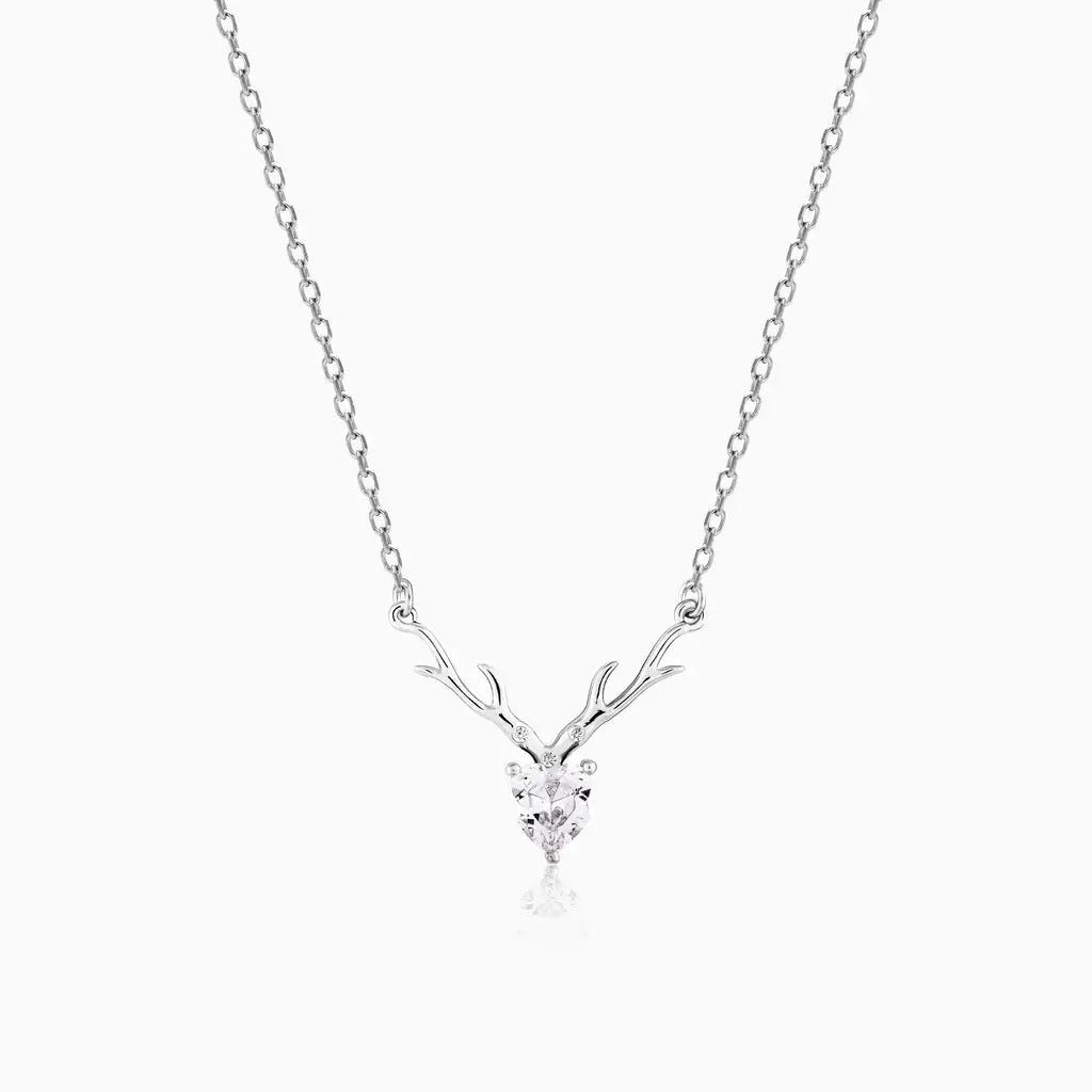 Deer Heart Necklace with Lab Grown Diamond Accent