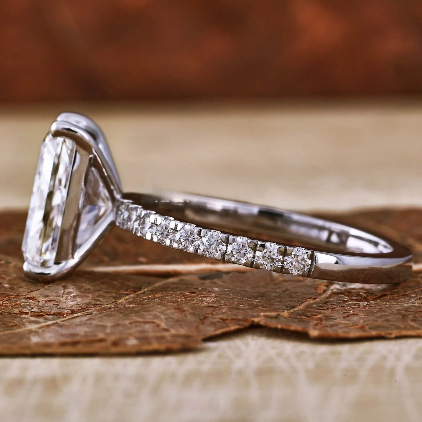 Pave Set Lab Grown Diamond Engagement Ring