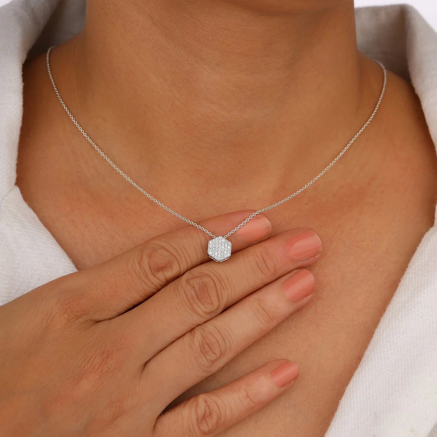 Hexagonal Lab Grown Diamond Pendant for a Stylish Look