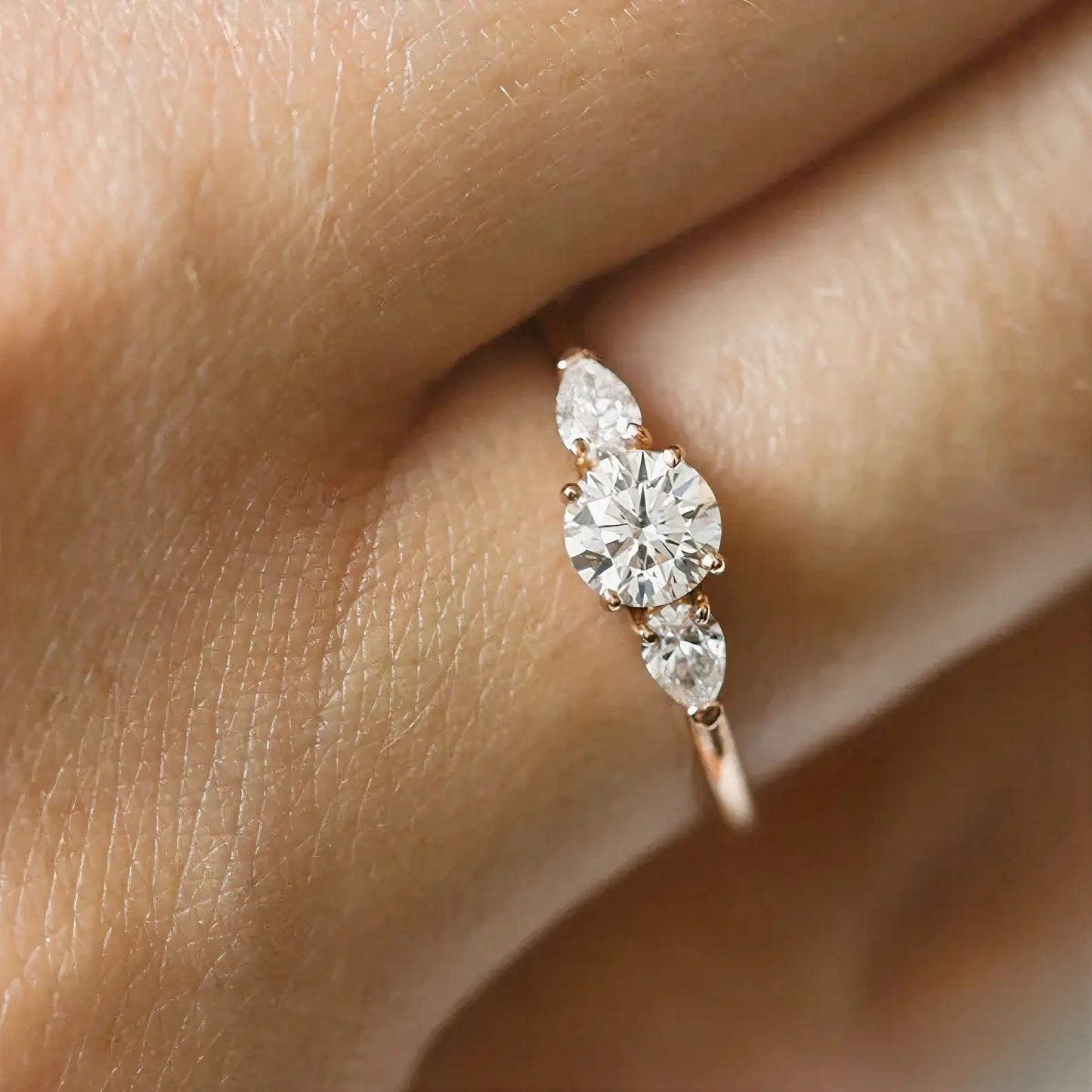 Lab-Created Diamond Three-Stone Anniversary Ring