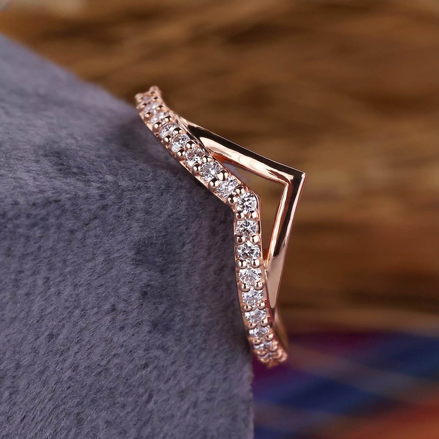 V-Shaped Half Eternity Anniversary Band