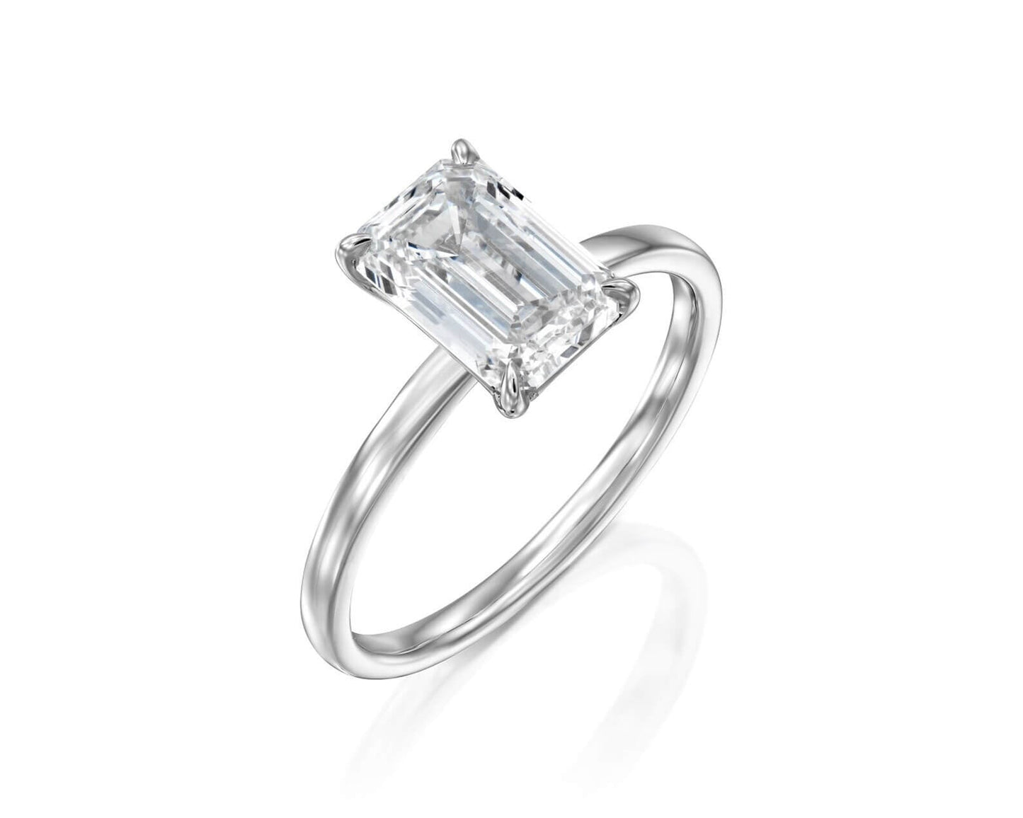 Lab-Grown Diamond Solitaire Ring with Elongated Emerald Cut