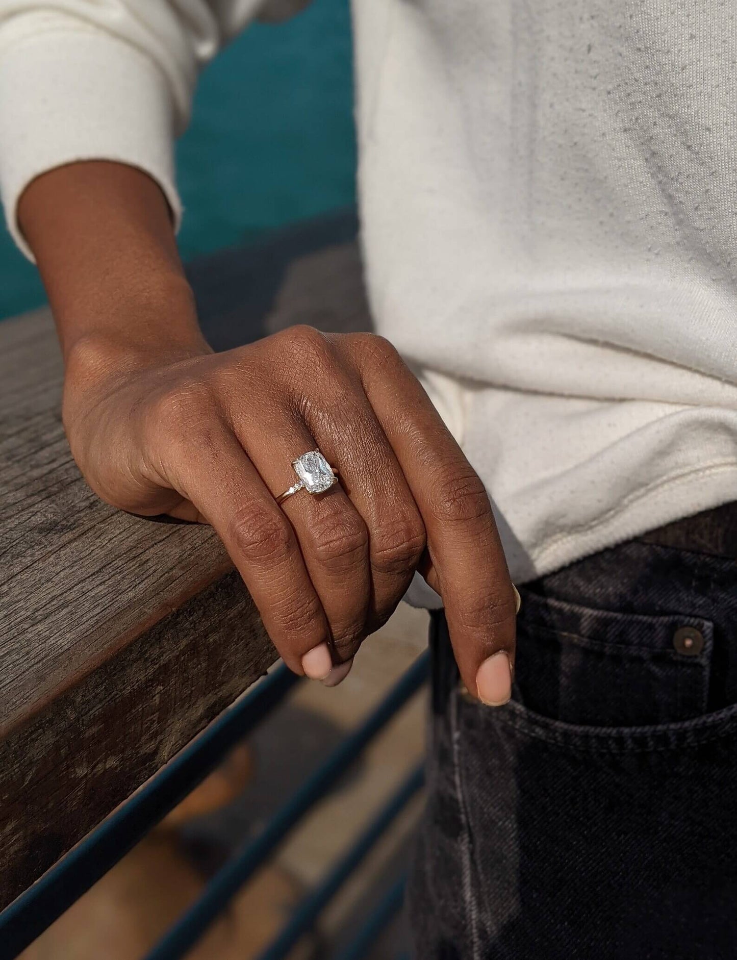 Elongated Cushion Lab Grown Diamond Ring