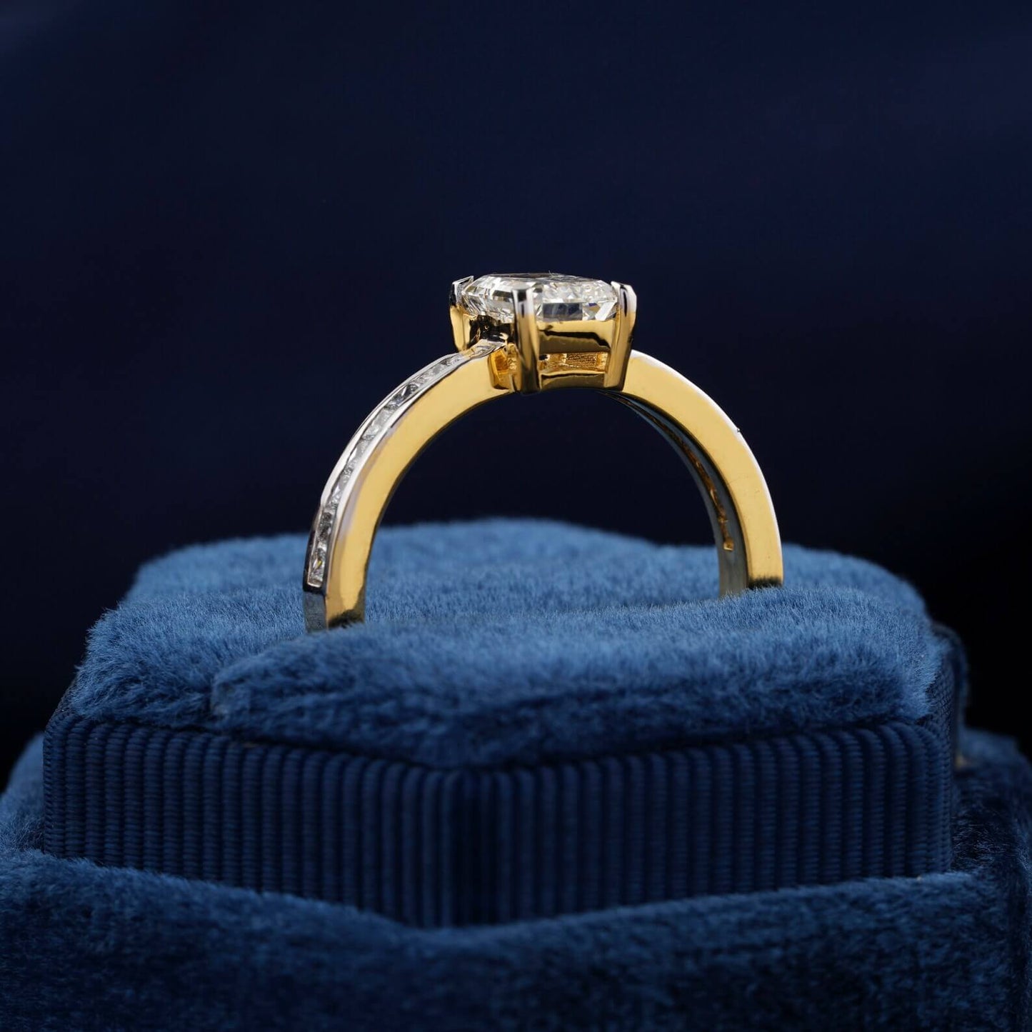 Emerald Cut Solitaire Accent Engagement Ring